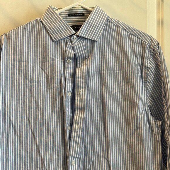 Tommy Hilfiger Shirt Men Size Medium Blue/White Slim Fit Long Sleeve Button Down - Picture 5 of 5